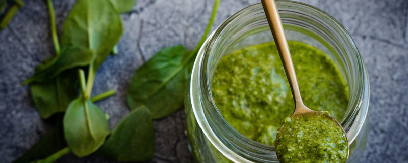 Prepared Pesto with fresh Basil