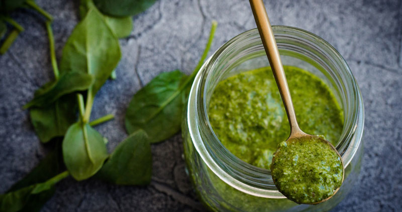 Prepared Pesto with fresh Basil