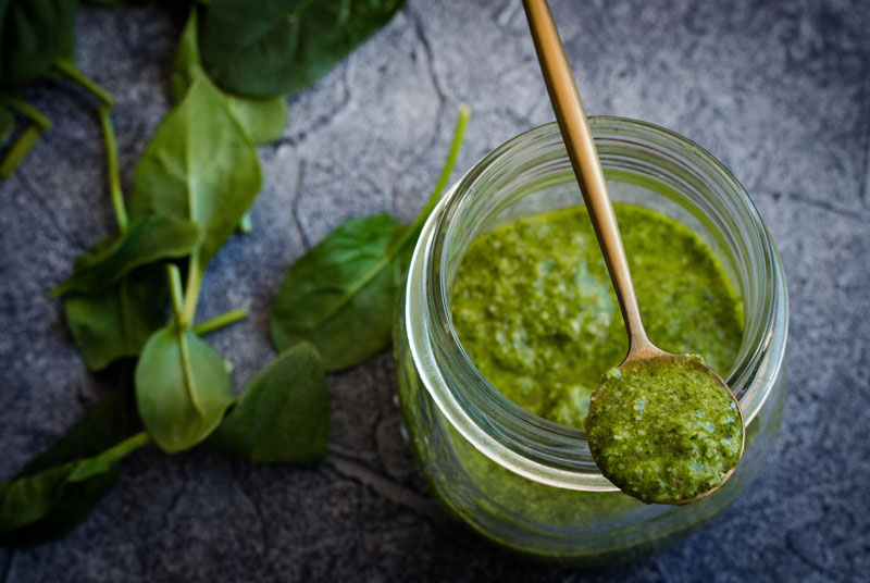 Prepared Pesto with fresh Basil